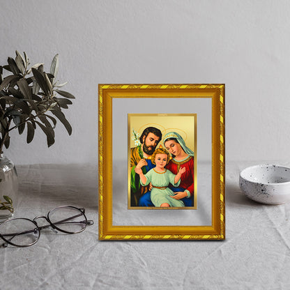 DIVINITI 24K Gold Plated Foil Holy Family Photo Frame for Home Decor, Prayer Room, Table Top, Wall Hanging, Workshop, Gift|DG103 Size 2 (22.6x18.4 CM)