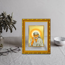 Load image into Gallery viewer, DIVINITI 24K Gold Plated Sai Baba Wall Photo Frame For Home Decor, Prayer, Luxury Gift (21.5 X 17.5 CM)