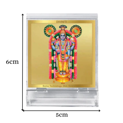 Guruvayurappan | Divine Lord Krishna Car Dashboard & Tabletop Photo Frame in 24K Gold Plated Foil
