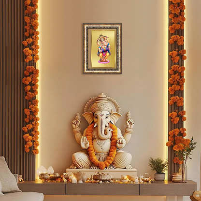 Diviniti 24K Gold Plated Dancing Ganesha (Classic) Divine Wall Frame for Home Mandir & Office Decor | Luxury Spiritual Gift