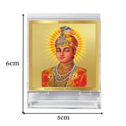 Guru Harkrishan Sahib Ji | Divine Sikh Guru Car Dashboard & Tabletop Photo Frame in 24K Gold Plated Foil