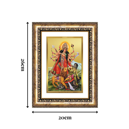 Diviniti 24K Gold Plated Durga - Mahishasura Mardini (Classic) Divine Wall Frame for Home Mandir & Office Decor | Luxury Spiritual Gift