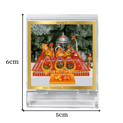 Durga Vaishno Devi Mata Ka Darbar | Divine Goddess Durga Car Dashboard & Tabletop Photo Frame in 24K Gold Plated Foil