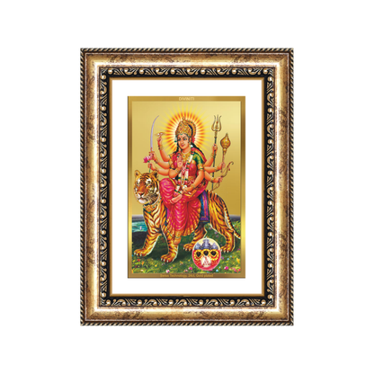Diviniti 24K Gold Plated Durga - Sherawali Mata With Pind (Classic) Divine Wall Frame for Home Mandir & Office Decor | Luxury Spiritual Gift