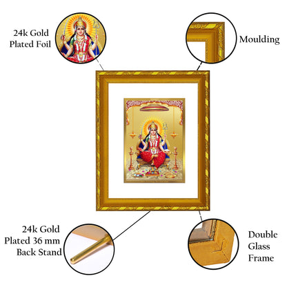 DIVINITI 24K Gold Plated Foil Santoshi Mata Photo Frame for Home Decor, Table Top, Wall Hanging, Workshop, Premium Gift|DG103 Size 2 (22.6x18.4 CM)