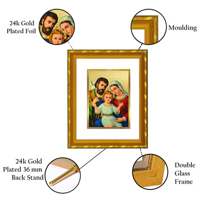 DIVINITI 24K Gold Plated Foil Holy Family Photo Frame for Home Decor, Prayer Room, Table Top, Wall Hanging, Workshop, Gift|DG103 Size 2 (22.6x18.4 CM)