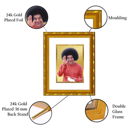 DIVINITI 24K Gold Plated Foil Sathya Sai Baba Photo Frame for Home & Office Decor, Wall Hanging, Workshop, Table Top, Gift|DG103 Size 2 (22.6x18.4 CM)