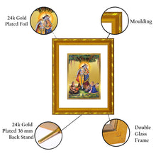 Load image into Gallery viewer, DIVINITI 24K Gold Plated Radha Krishna Photo Frame For Home Decor, Tabletop, Worship (21.5 X 17.5 CM)