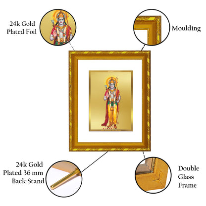 DIVINITI 24K Gold Plated Lord Shri Ram Photo Frame for Puja Room, Home Wall Decor, Workshop, Table Top, Gift|DG103 Size 2 (22.6x18.4 CM)