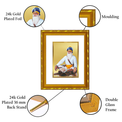DIVINITI 24K Gold Plated Foil Baba Deep Singh Ji's Photo Frame Idol for Wall Hanging, Workshop, Table Top, Home Decor, Luxury Gift|DG103 Size 2 (22.6x18.4 CM)