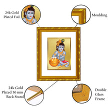 Load image into Gallery viewer, DIVINITI 24K Gold Plated Bal Gopal Wall Photo Frame For Home Decor, Tabletop, Puja (21.5 X 17.5 CM)
