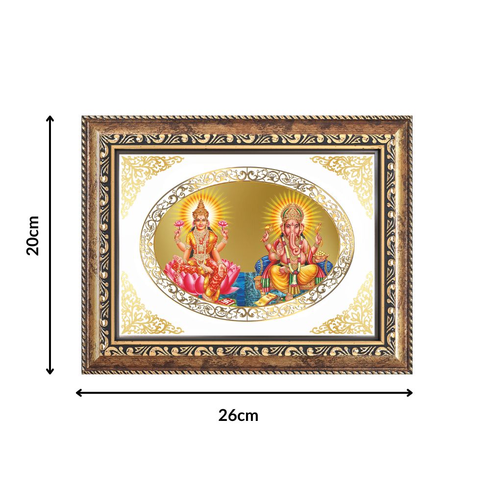 Lakshmi Ganesh | Divine Prosperity Wall & Tabletop Royal Photo Frame in 24K Gold Plated Foil