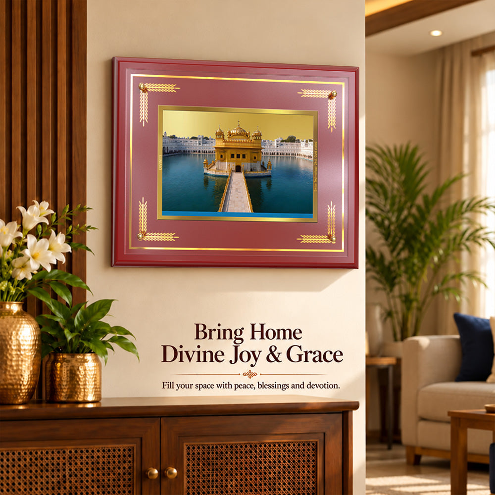 24K Gold-Plated Golden Temple MDF Frame | Premium Gift Box | 35x27 CM