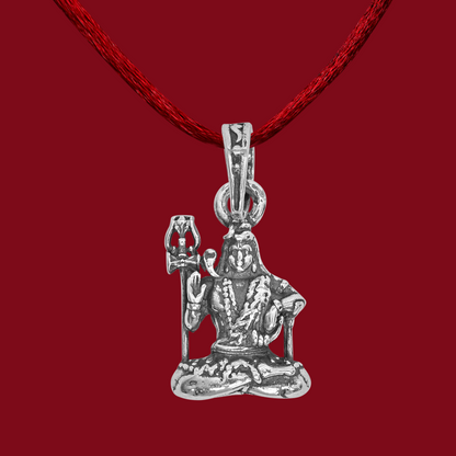DIVINITI 925 Pure Silver Shiv Sitting Pendant For Men, Women & Kids Divine God Pendant For Birthday, Anniversary, Special Occasion Gift (1.6x1.3 CM 4 g)