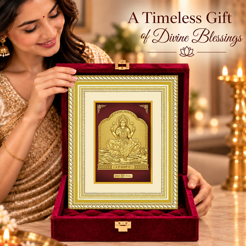 24K Gold-Plated Lakshmi Frame | Premium Gift Box | 22x18 CM