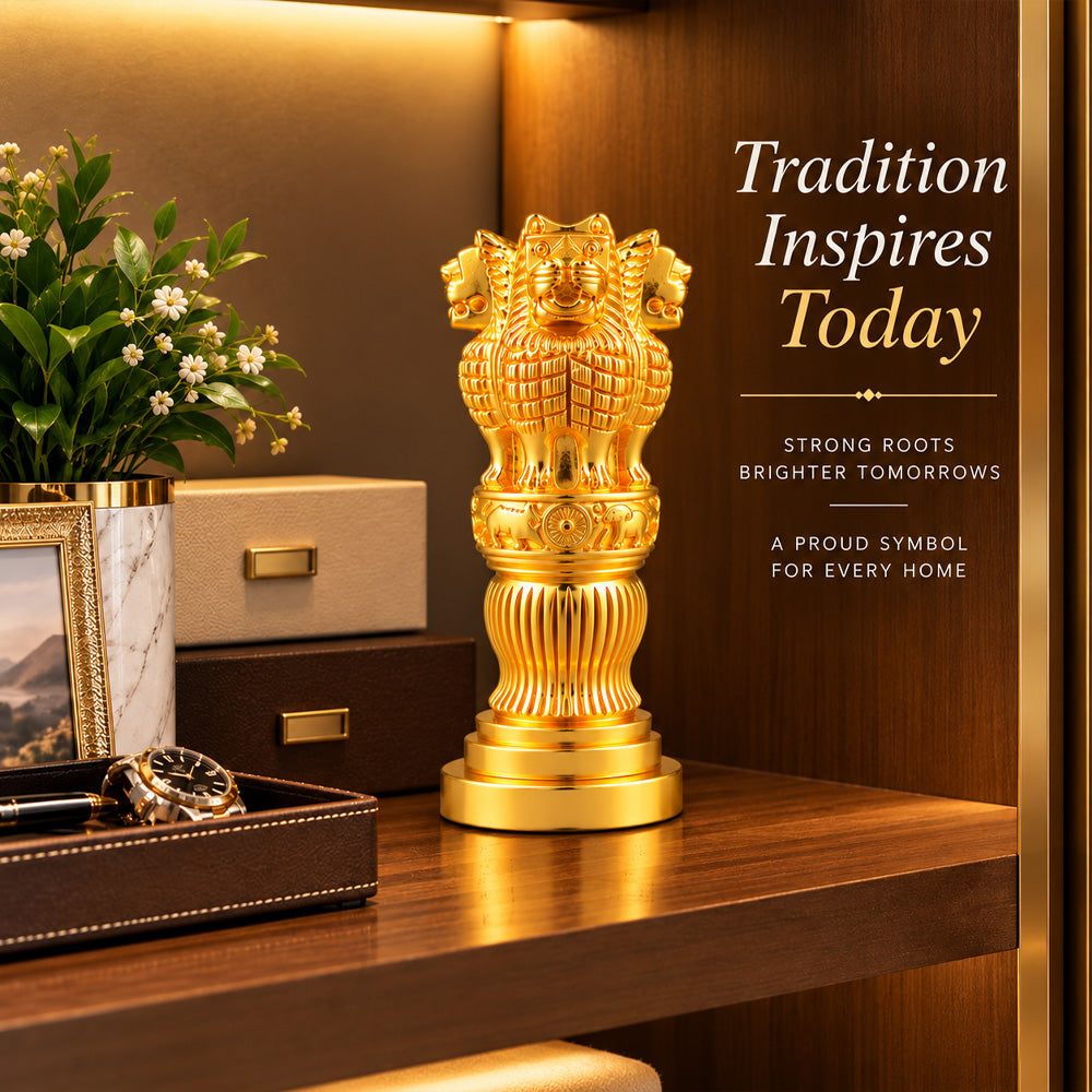 24K Gold-Plated Ashoka Stambh | Premium Gift Box | 15x7 CM