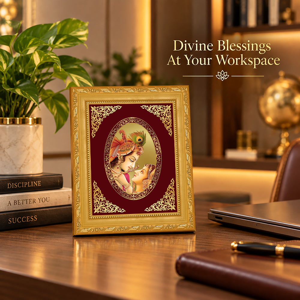 24K Gold-Plated Radha Krishna Frame | Premium Gift Box | 16x13.5 CM