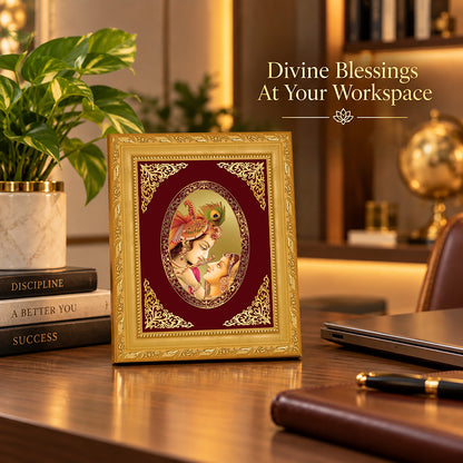 24K Gold-Plated Radha Krishna Frame | Premium Gift Box | 16x13.5 CM