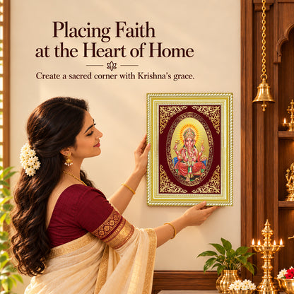 24K Gold-Plated Lord Ganesha Frame | Premium Gift Box | 35x27 CM