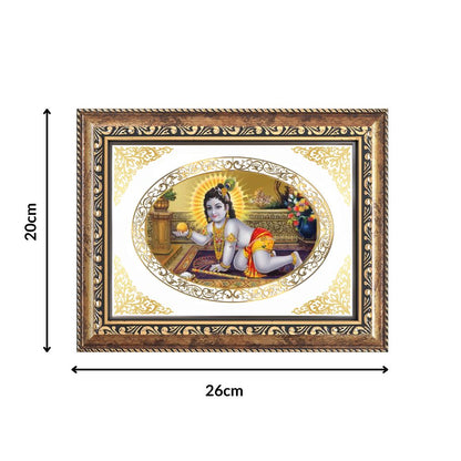 Laddu Gopal | Baby Krishna Wall & Tabletop Royal Photo Frame in 24K Gold Plated Foil