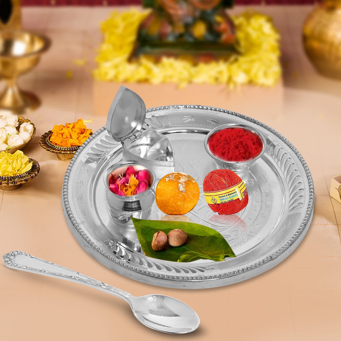 DIVINITI 925 Pure Silver Spoon for Pooja and Gifting Mandir Puja Purpose (38g)