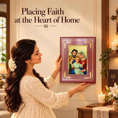 24K Gold-Plated Holy Family MDF Frame | Premium Gift Box | 27x35 CM
