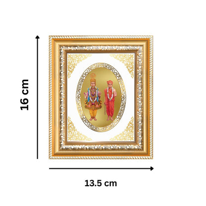 Swaminarayan Bhagwan Divine Discipline & Devotion Sacred Royal Tabletop Frame in 24K Gold Plated Foil