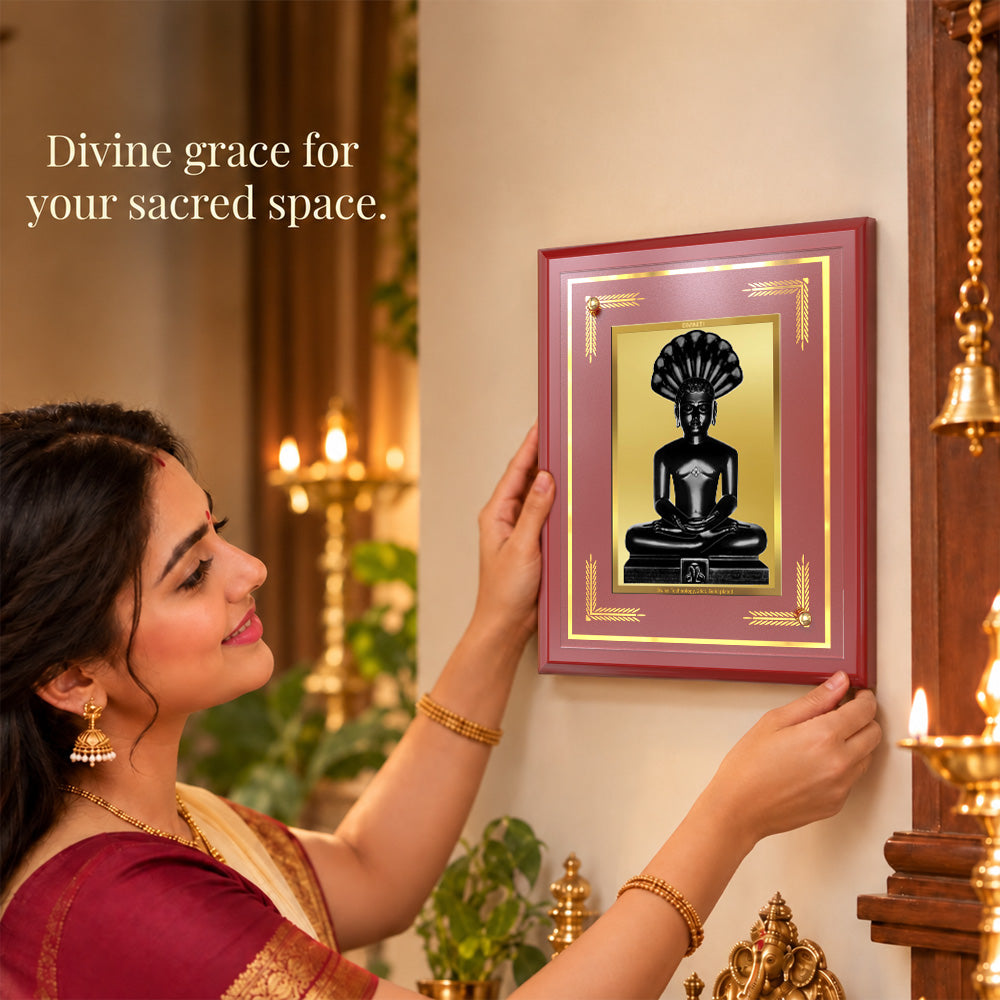 24K Gold-Plated Parshwanath Ji MDF Frame | Premium Gift Box | 26x20 CM