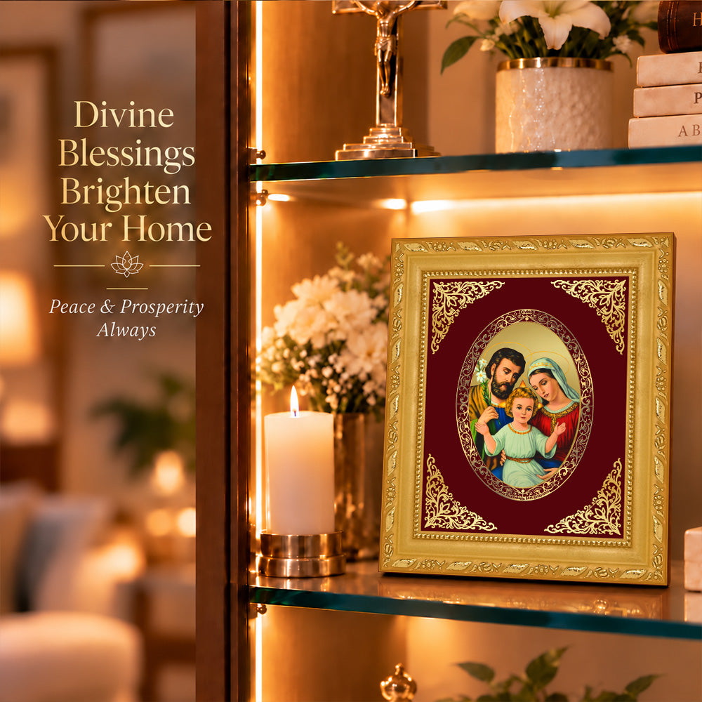 24K Gold-Plated Holy Family BG Frame | Premium Gift Box | 16 X 13.5 CM