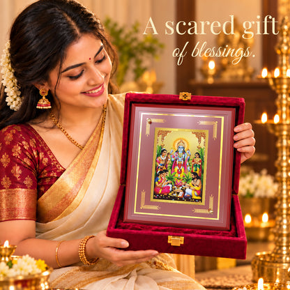 24K Gold-Plated Satya Narayan MDF Frame | Premium Gift Box | 26x20 CM