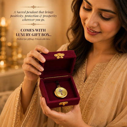 Diviniti 24K Double sided Gold Plated Pendant Holy Family & Holy Cross | 18MM Flip Coin