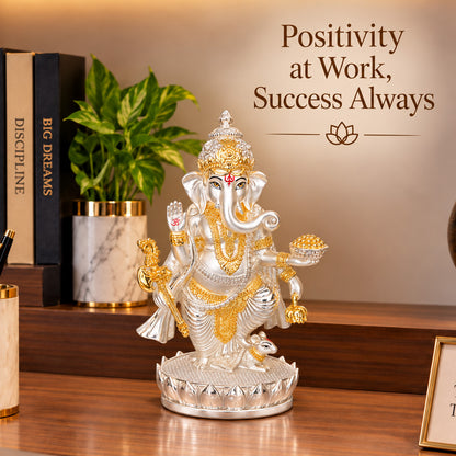 999 Silver-Plated Dual-Tone Lord Ganesha Idol | Premium Gift Box | 19.5x13 CM