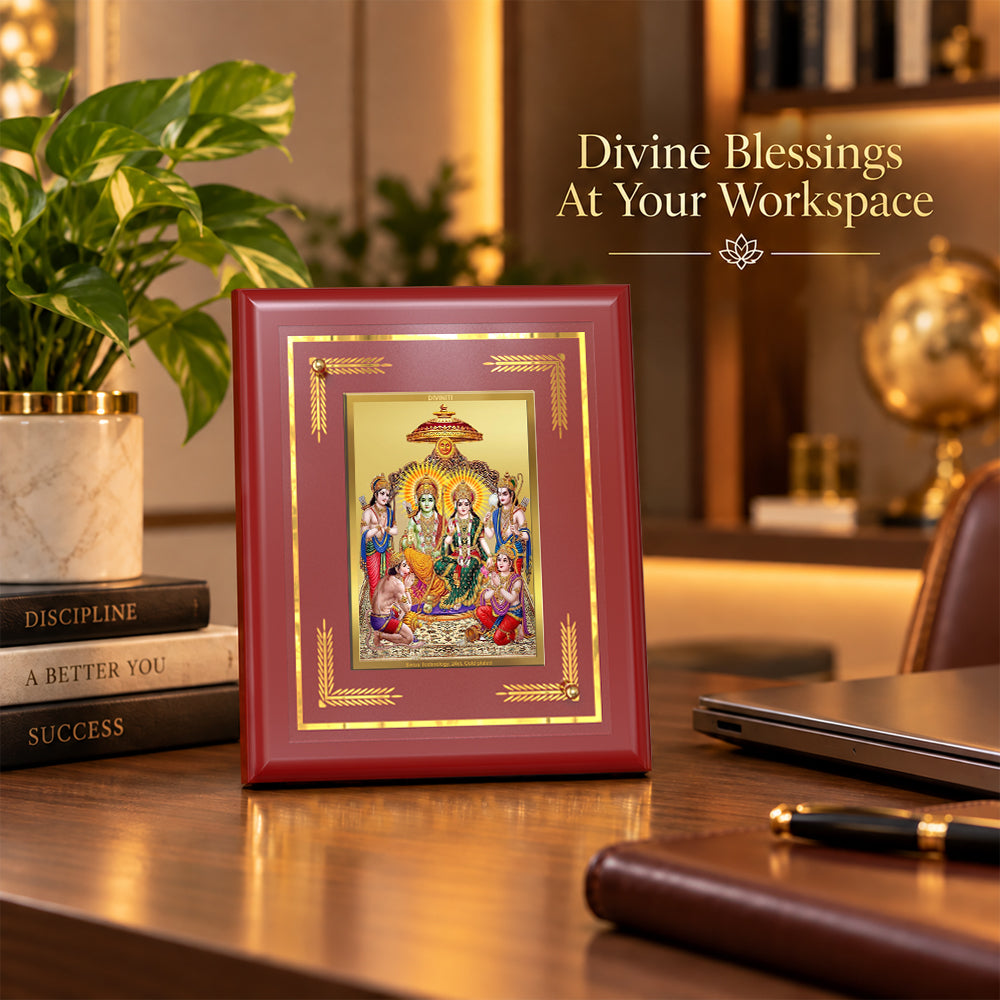 24K Gold-Plated Ram Darbar MDF Frame | Premium Gift Box | 13.5x16 CM