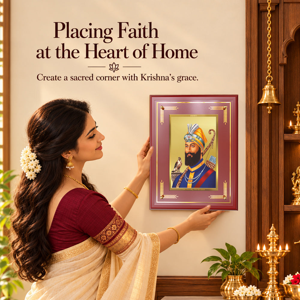 24K Gold-Plated Guru Gobind Singh MDF Frame | Premium Gift Box | 27x35 CM