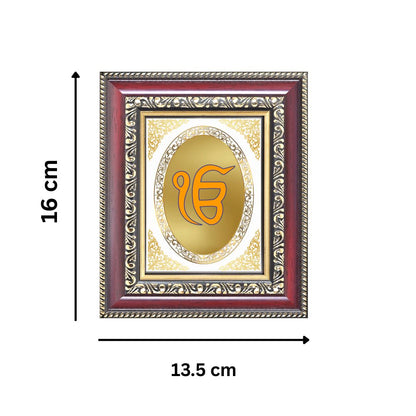 Ik Onkar Sacred Sikh Symbol Divine Waheguru Faith Royal Tabletop Frame in 24K Gold Plated Foil