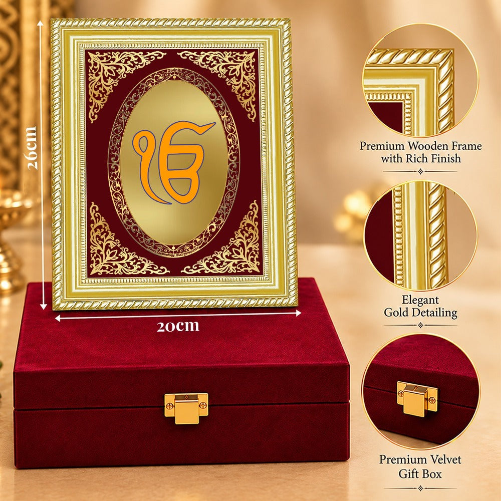 24K Gold-Plated Ik Onkar BG Frame | Premium Gift Box | 26x20 CM
