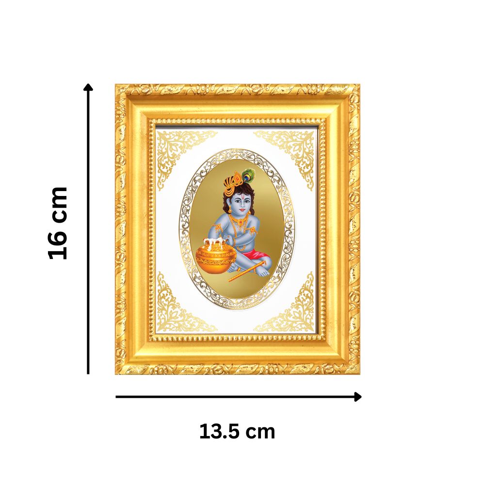 Bal Gopal (Baby Krishna) Divine Innocence & Joy Sacred Royal Tabletop Frame in 24K Gold Plated Foil