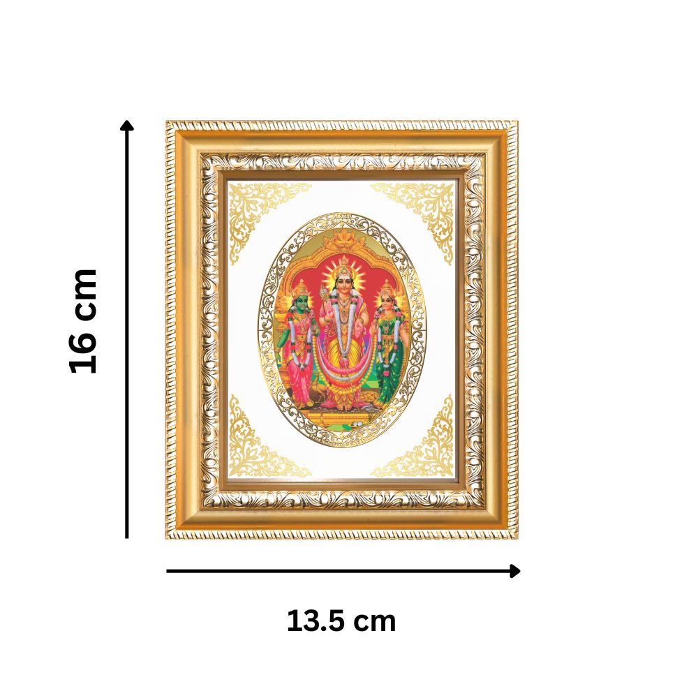 Lord Murugan Velli Divine Silver Form Sacred Purity & Blessings Royal Tabletop Frame in 24K Gold Plated Foil