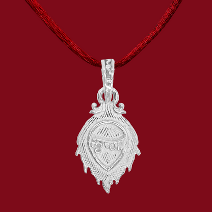 DIVINITI 925 Pure Silver Leaf Krishna Pendant for Men, Women & Kids Divine God Pendant for Birthday, Anniversary, Special Occasion Gift (2x1.3 CM 4 g)