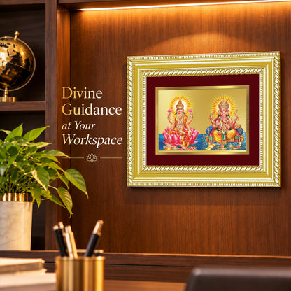 24K Gold-Plated Lakshmi Ganesha Frame | Premium Gift Box | 21.5x17.5 CM