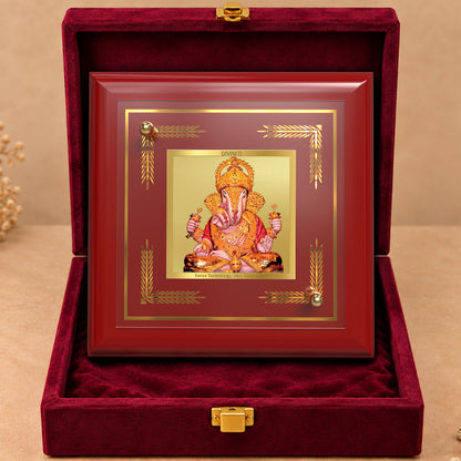 24K Gold-Plated Dagdu Ganesha MDF Frame | Premium Gift Box | 10x10 CM