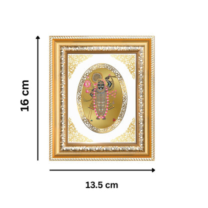 Shrinath Ji Divine Nathdwara Krishna Sacred Seva & Blessings Royal Tabletop Frame in 24K Gold Plated Foil