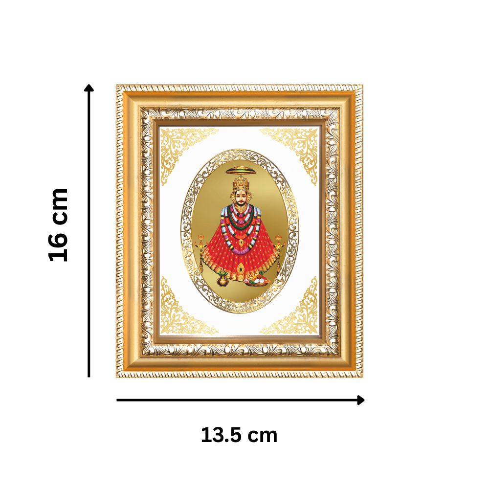 Khatu Shyam Ji Divine Shyam Baba Sacred Faith & Blessings Royal Tabletop Frame in 24K Gold Plated Foil
