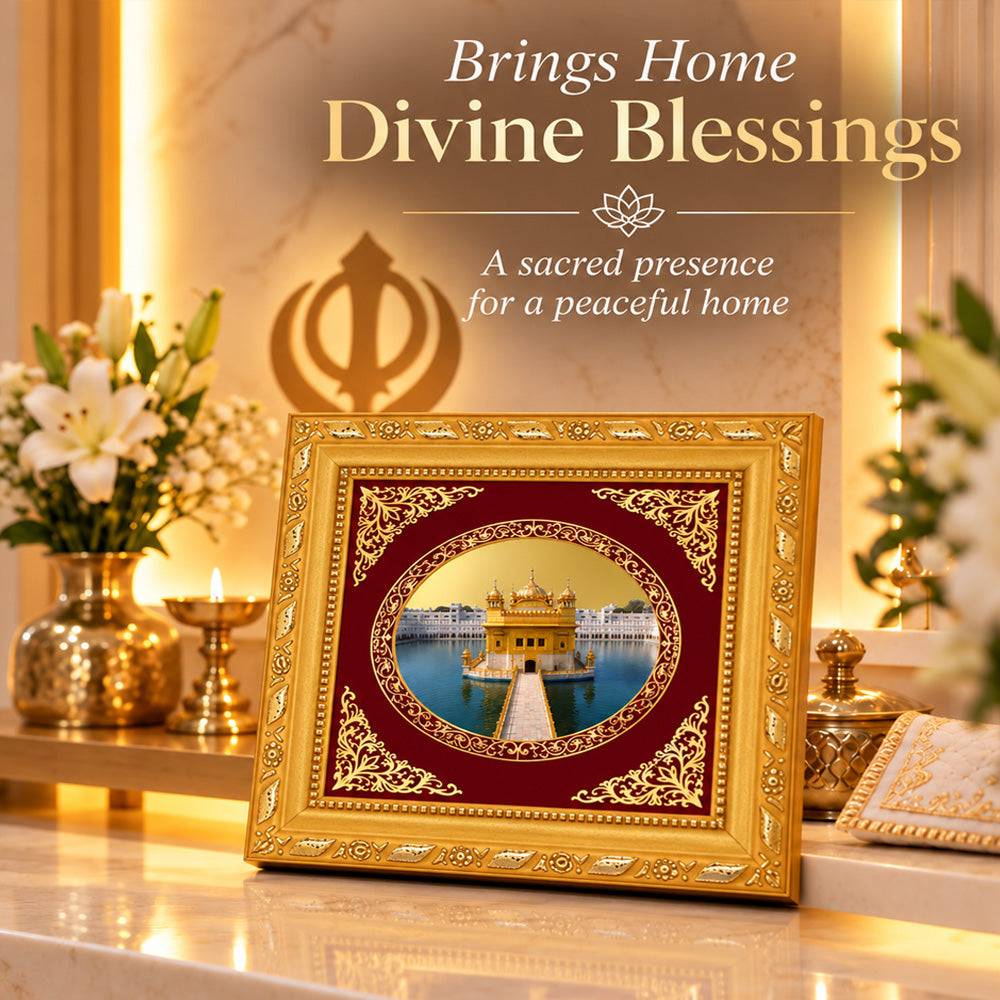 24K Gold-Plated Golden Temple BG Frame | Premium Gift Box | 16 X 13.5 CM