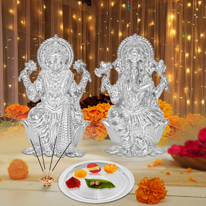 925 Pure Silver Thali Exquisite Elegance for Every Occasion for Home & Office Décor, Puja Room Diwali Gift (217g)