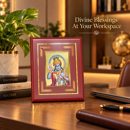 24K Gold-Plated Lord Vishnu MDF Frame | Premium Gift Box | 13.5x16 CM
