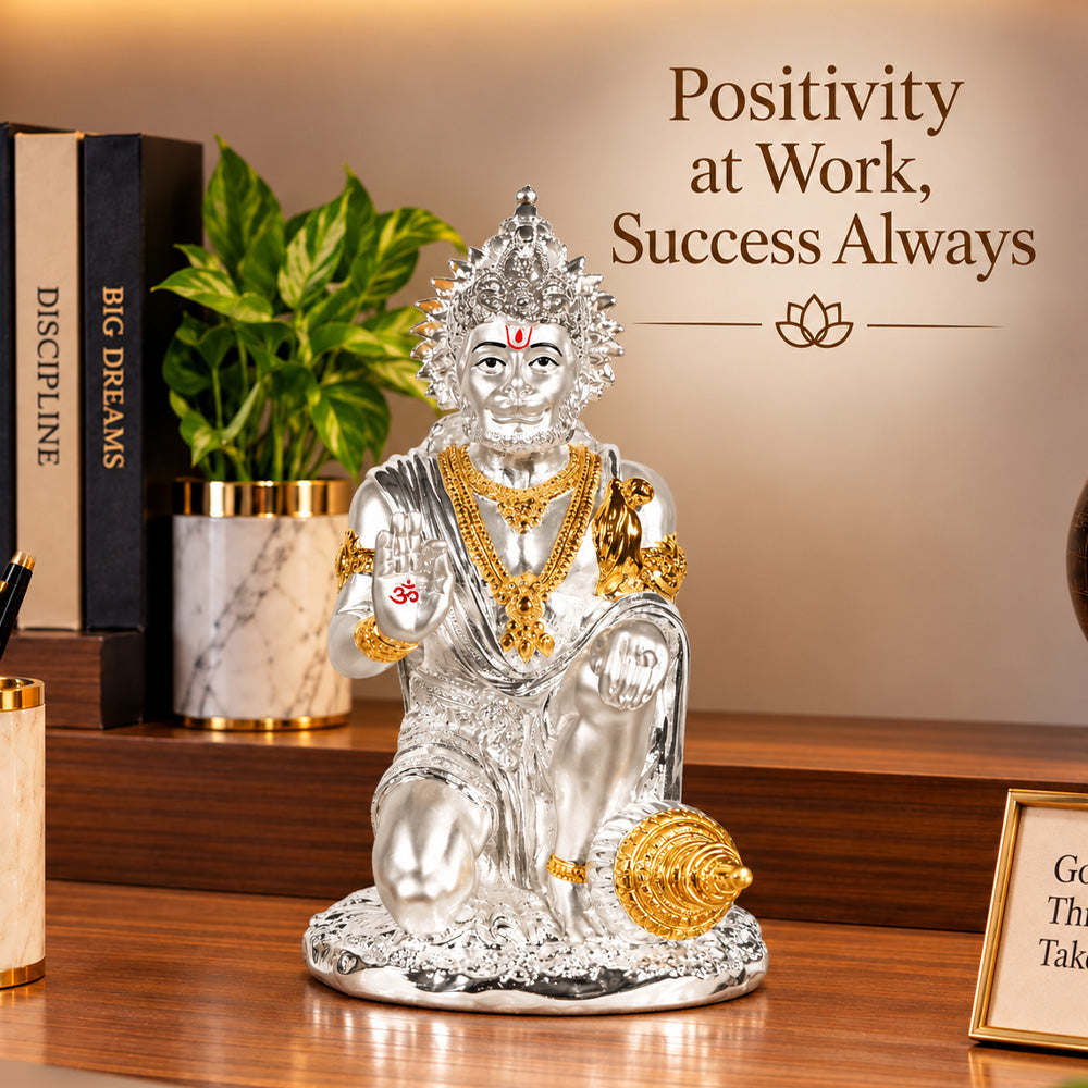 999 Silver-Plated Dual-Tone Hanuman Idol | Premium Gift Box | 19.5x11 CM