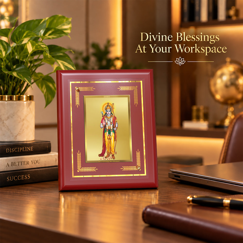 24K Gold-Plated Lord Ram Ji MDF Frame | Premium Gift Box | 13.5x16 CM