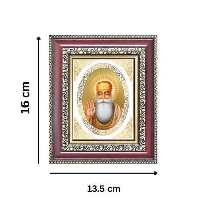 Guru Nanak Dev Ji Divine Waheguru Sikh Guru Sacred Royal Tabletop Frame in 24K Gold Plated Foil