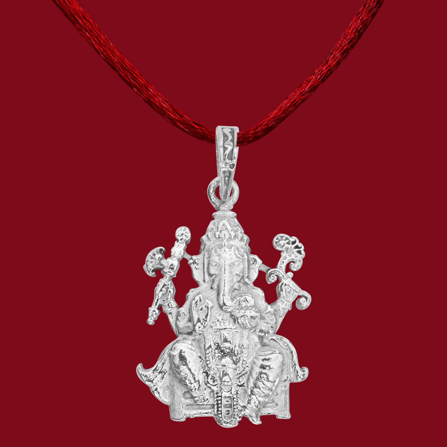 DIVINITI 925 Pure Silver Ganesha Pendant for Men, Women & Kids Divine God Pendant for Birthday, Anniversary, Special Occasion Gift (2.8x2.1 cm, 11g)